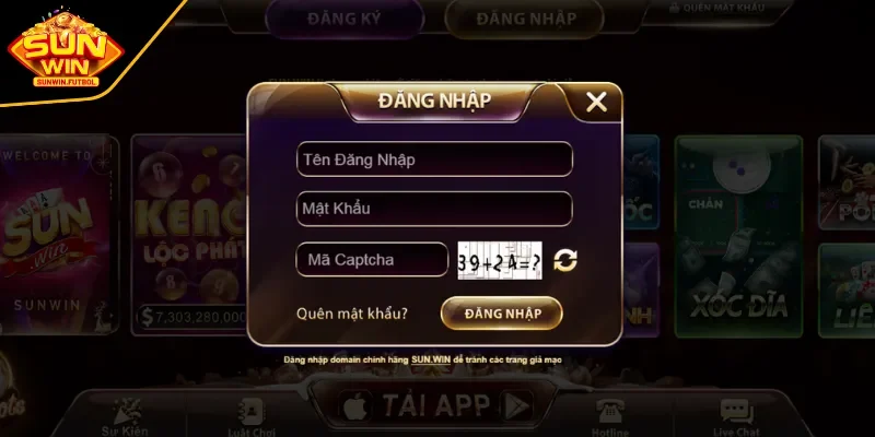 Đăng nhập SUNWIN trên website chính của cổng game 