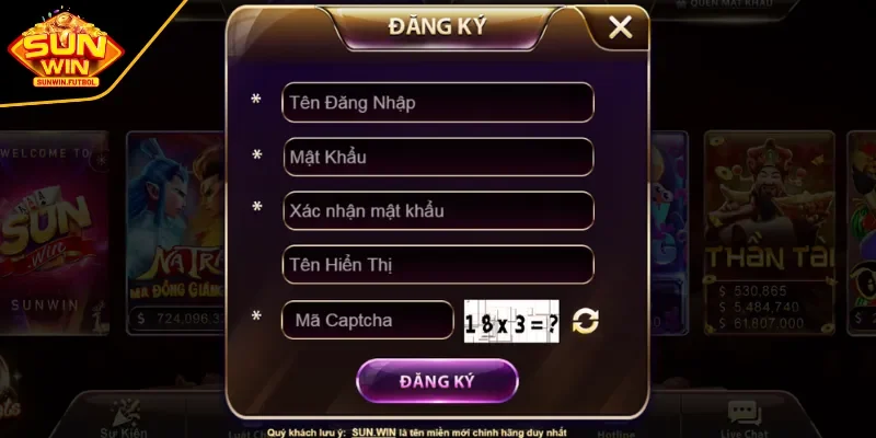 Điền thông tin vào form được cổng game uy tín update